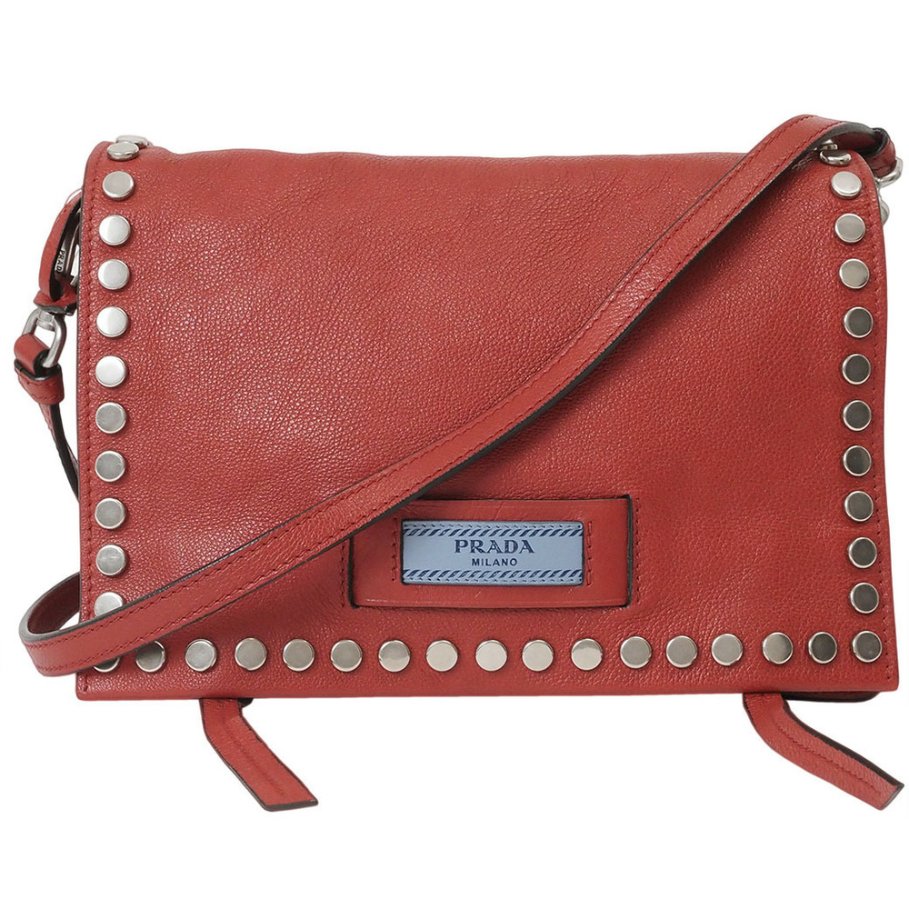 Prada Etiquette Shoulder Bag Red Leather Crossbody